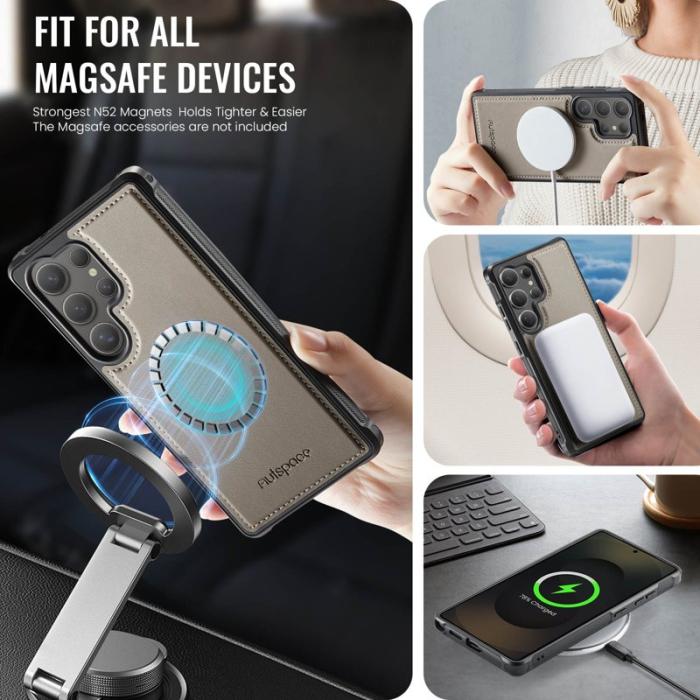 AUTSPACE - AUTSPACE Samsung Galaxy S24 Ultra Fodral Äkta läder - Grå