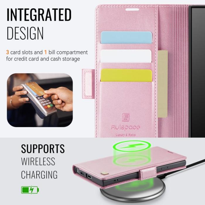 AUTSPACE - AUTSPACE Samsung Galaxy S24 Ultra Fodral Äkta läder - Rosa