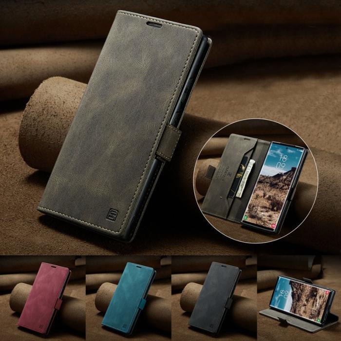 AUTSPACE - AUTSPACE Samsung Galaxy S24 Ultra Wallet Fodral Äkta läder - Kaffe