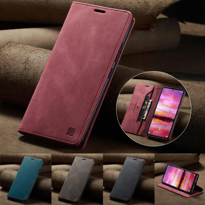 AUTSPACE - AUTSPACE Samsung Galaxy S24 Wallet Fodral Äkta läder - Röd