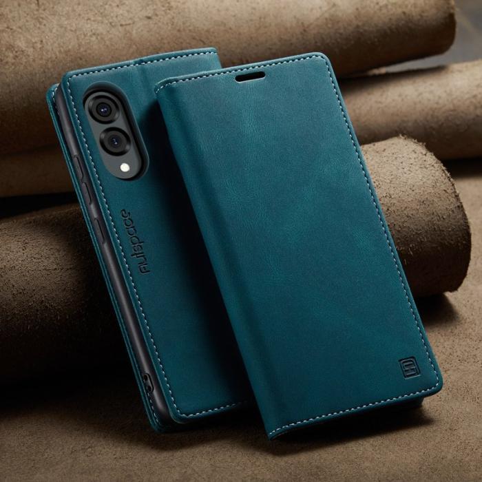 AUTSPACE - AUTSPACE Samsung Galaxy S25 Edge Wallet Fodral Äkta läder - Blå