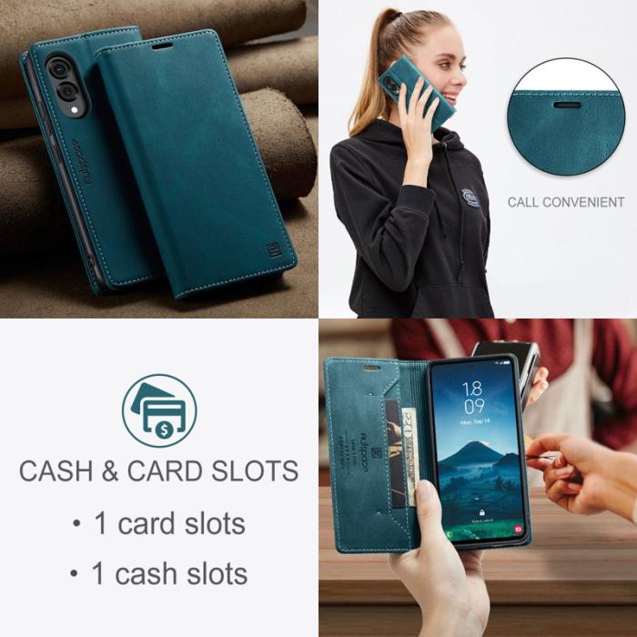 AUTSPACE - AUTSPACE Samsung Galaxy S25 Edge Wallet Fodral Äkta läder - Blå