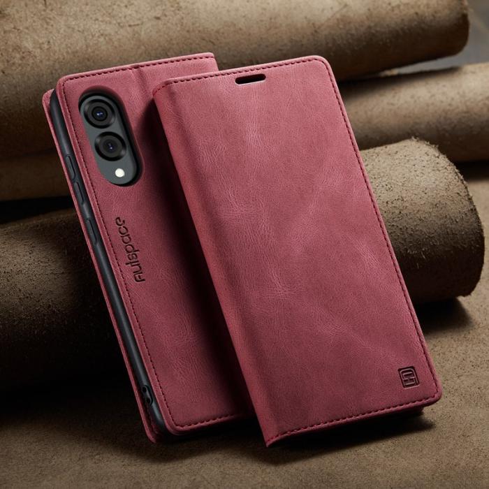 AUTSPACE - AUTSPACE Samsung Galaxy S25 Edge Wallet Fodral Äkta läder - Röd