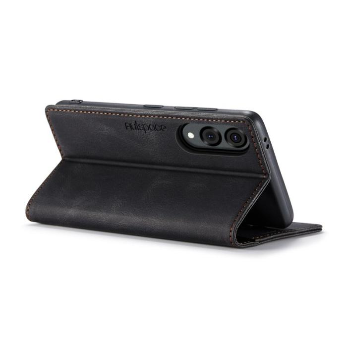 AUTSPACE - AUTSPACE Samsung Galaxy S25 Edge Wallet Fodral Äkta läder - Svart