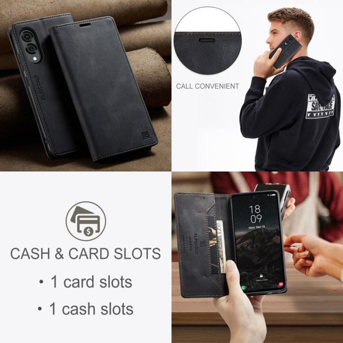 AUTSPACE - AUTSPACE Samsung Galaxy S25 Edge Wallet Fodral Äkta läder - Svart