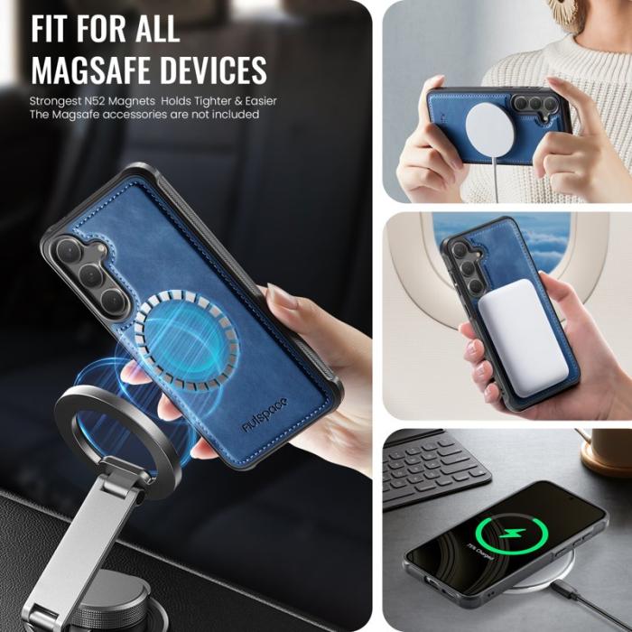 AUTSPACE - AUTSPACE Samsung Galaxy S25+ Fodral Äkta läder - Blå