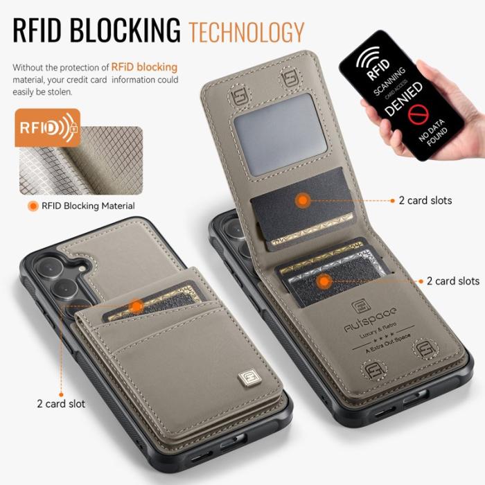 AUTSPACE - AUTSPACE Samsung Galaxy S25 Fodral Äkta läder - Grå