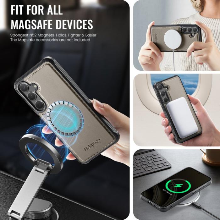 AUTSPACE - AUTSPACE Samsung Galaxy S25 Fodral Äkta läder - Grå