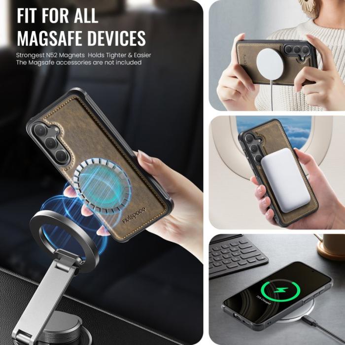 AUTSPACE - AUTSPACE Samsung Galaxy S25+ Fodral Äkta läder - Kaffe