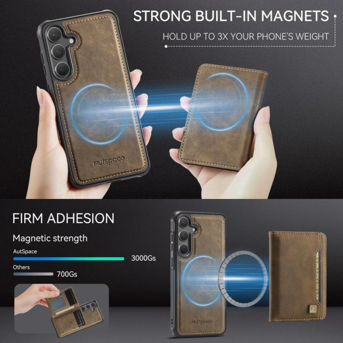 AUTSPACE - AUTSPACE Samsung Galaxy S25+ Fodral Äkta läder - Kaffe