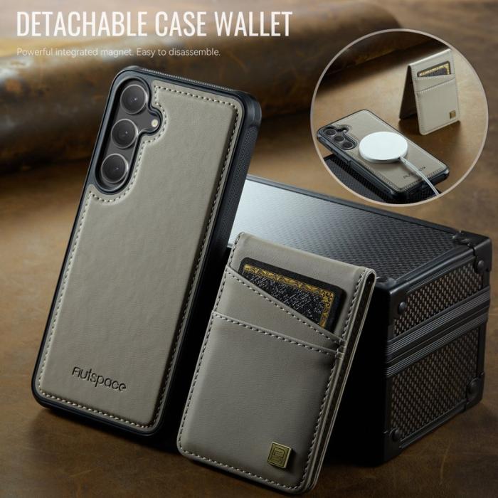 AUTSPACE - AUTSPACE Samsung Galaxy S25+ / S24+ Fodral Äkta läder - Grå