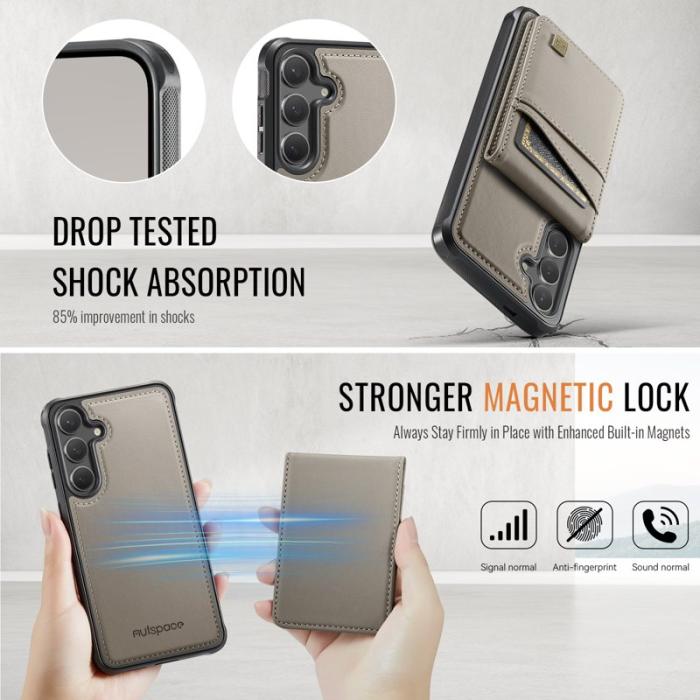 AUTSPACE - AUTSPACE Samsung Galaxy S25+ / S24+ Fodral Äkta läder - Grå