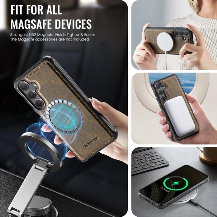 AUTSPACE - AUTSPACE Samsung Galaxy S25/S24 Fodral Äkta läder - Kaffe