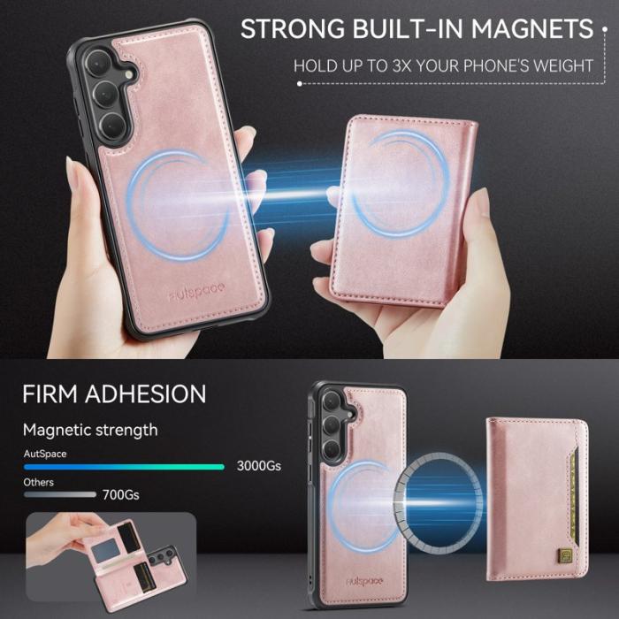 AUTSPACE - AUTSPACE Samsung Galaxy S25+ / S24+ Fodral Äkta läder - Roséguld