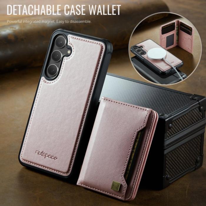 AUTSPACE - AUTSPACE Samsung Galaxy S25+ / S24+ Fodral Äkta läder - Roséguld