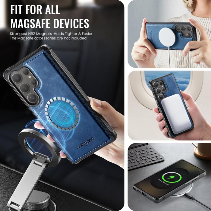 AUTSPACE - AUTSPACE Samsung Galaxy S25 Ultra Fodral Äkta läder - Blå