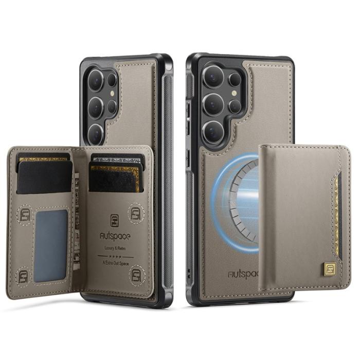 AUTSPACE - AUTSPACE Samsung Galaxy S25 Ultra Fodral Äkta läder - Grå