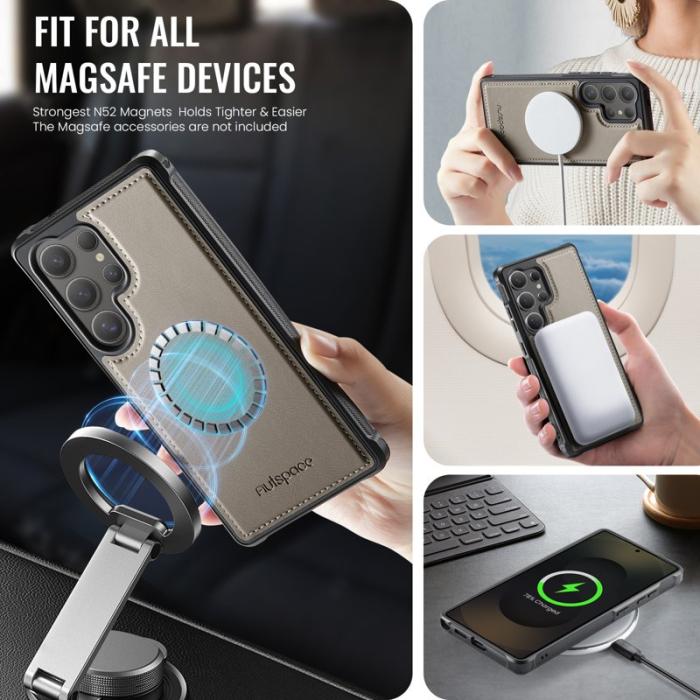 AUTSPACE - AUTSPACE Samsung Galaxy S25 Ultra Fodral Äkta läder - Grå