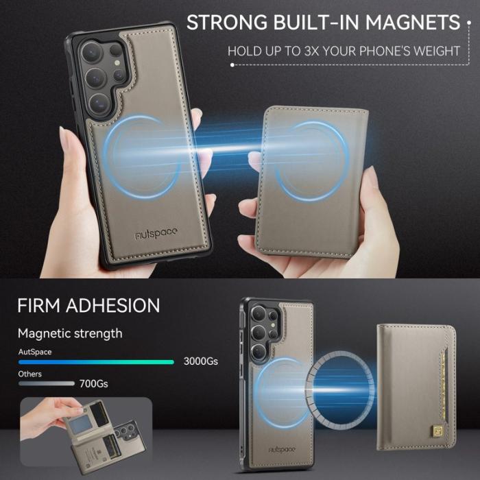 AUTSPACE - AUTSPACE Samsung Galaxy S25 Ultra Fodral Äkta läder - Grå