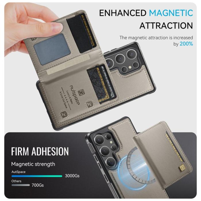 AUTSPACE - AUTSPACE Samsung Galaxy S25 Ultra Fodral Äkta läder - Grå