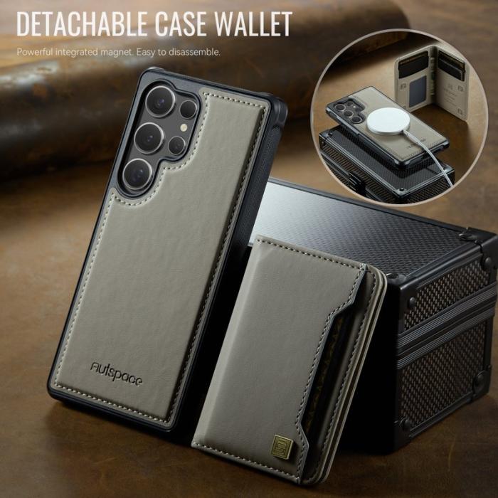 AUTSPACE - AUTSPACE Samsung Galaxy S25 Ultra Fodral Äkta läder - Grå