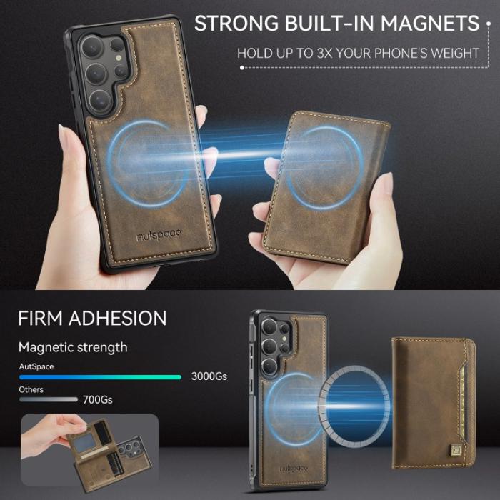 AUTSPACE - AUTSPACE Samsung Galaxy S25 Ultra Fodral Äkta läder - Kaffe