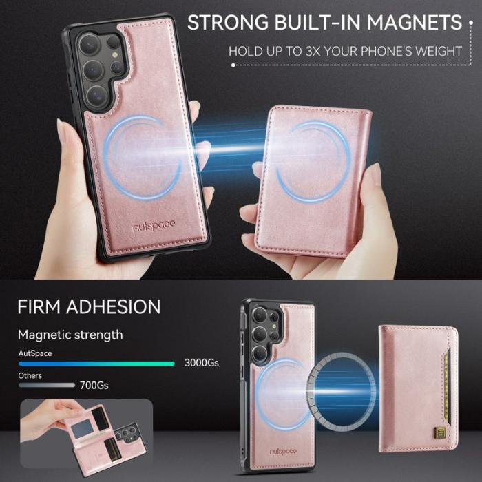 AUTSPACE - AUTSPACE Samsung Galaxy S25 Ultra Fodral Äkta läder - Roséguld