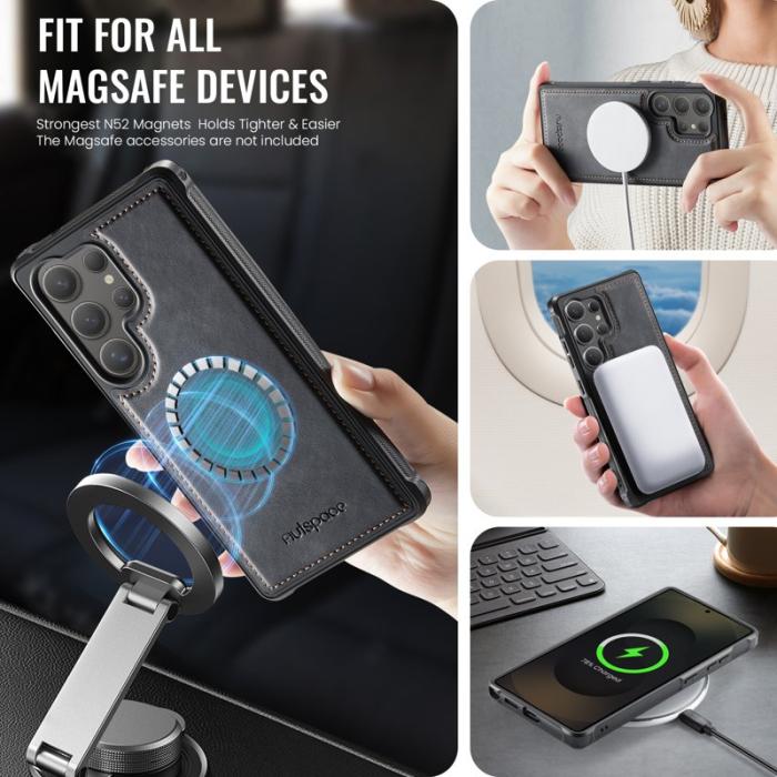 AUTSPACE - AUTSPACE Samsung Galaxy S25 Ultra Fodral Äkta läder - Svart