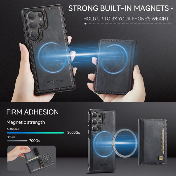 AUTSPACE - AUTSPACE Samsung Galaxy S25 Ultra Fodral Äkta läder - Svart