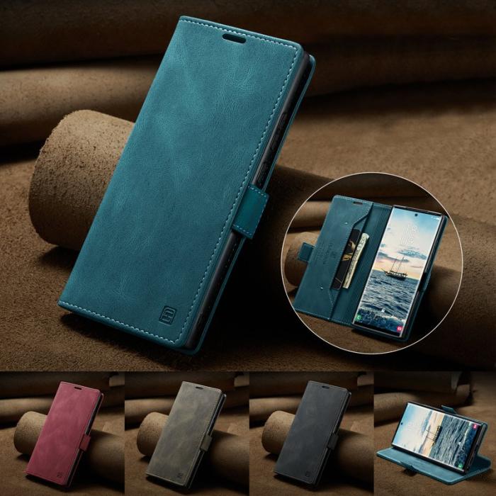 AUTSPACE - AUTSPACE Samsung Galaxy S25 Ultra Wallet Fodral Äkta läder - Blå