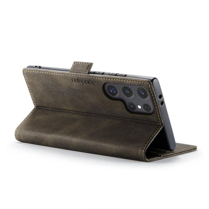 AUTSPACE - AUTSPACE Samsung Galaxy S25 Ultra Wallet Fodral Äkta läder - Kaffe