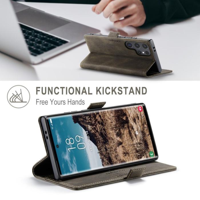 AUTSPACE - AUTSPACE Samsung Galaxy S25 Ultra Wallet Fodral Äkta läder - Kaffe