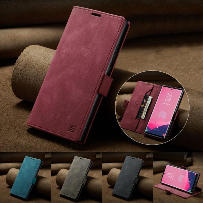 AUTSPACE - AUTSPACE Samsung Galaxy S25 Ultra Wallet Fodral Äkta läder - Röd