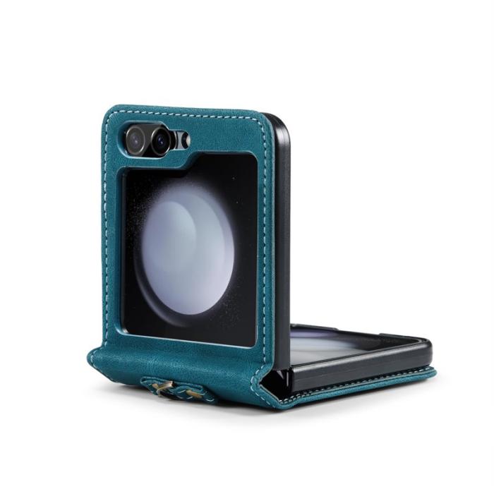 AUTSPACE - AUTSPACE Samsung Galaxy Z Flip5 Fodral Äkta läder - Blå