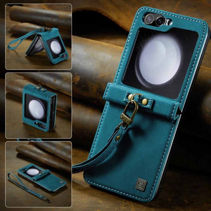 AUTSPACE - AUTSPACE Samsung Galaxy Z Flip5 Fodral Äkta läder - Blå