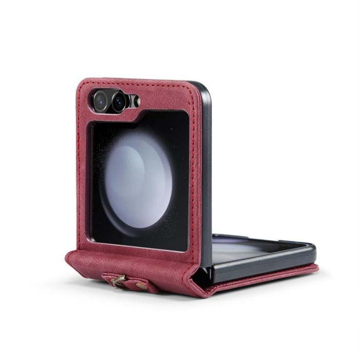 AUTSPACE - AUTSPACE Samsung Galaxy Z Flip5 Fodral Äkta läder - Röd