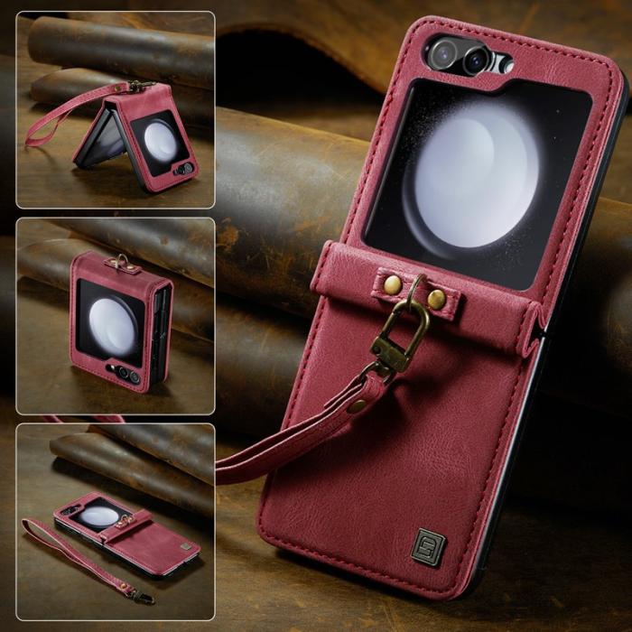 AUTSPACE - AUTSPACE Samsung Galaxy Z Flip5 Fodral Äkta läder - Röd