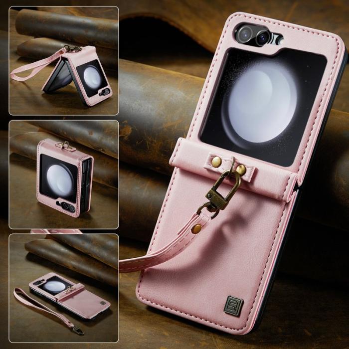 AUTSPACE - AUTSPACE Samsung Galaxy Z Flip5 Fodral Äkta läder - Rosa