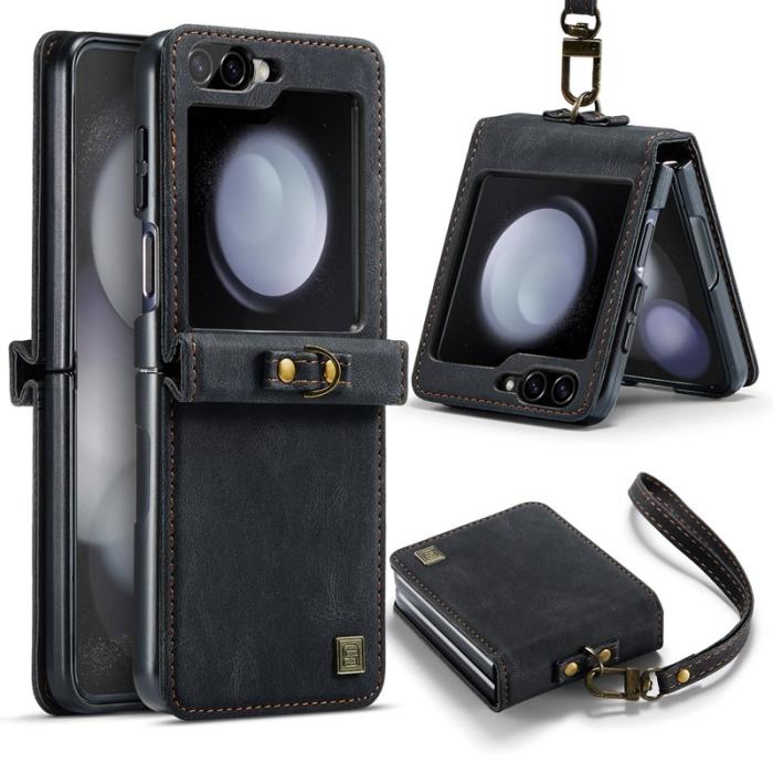 AUTSPACE - AUTSPACE Samsung Galaxy Z Flip5 Fodral Äkta läder - Svart