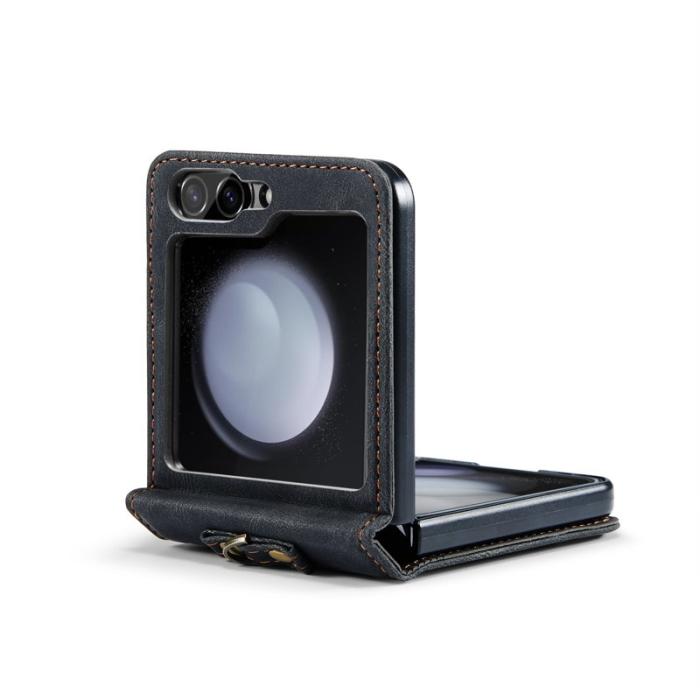 AUTSPACE - AUTSPACE Samsung Galaxy Z Flip5 Fodral Äkta läder - Svart