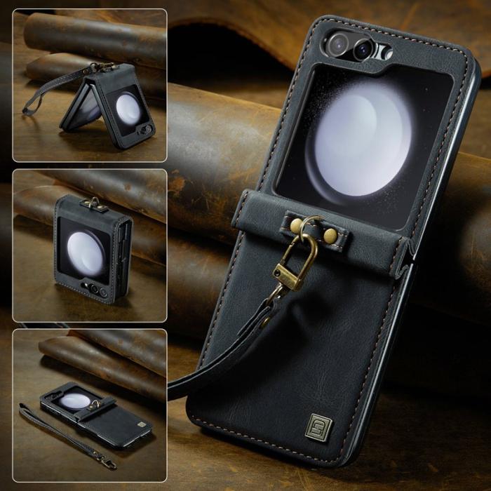 AUTSPACE - AUTSPACE Samsung Galaxy Z Flip5 Fodral Äkta läder - Svart