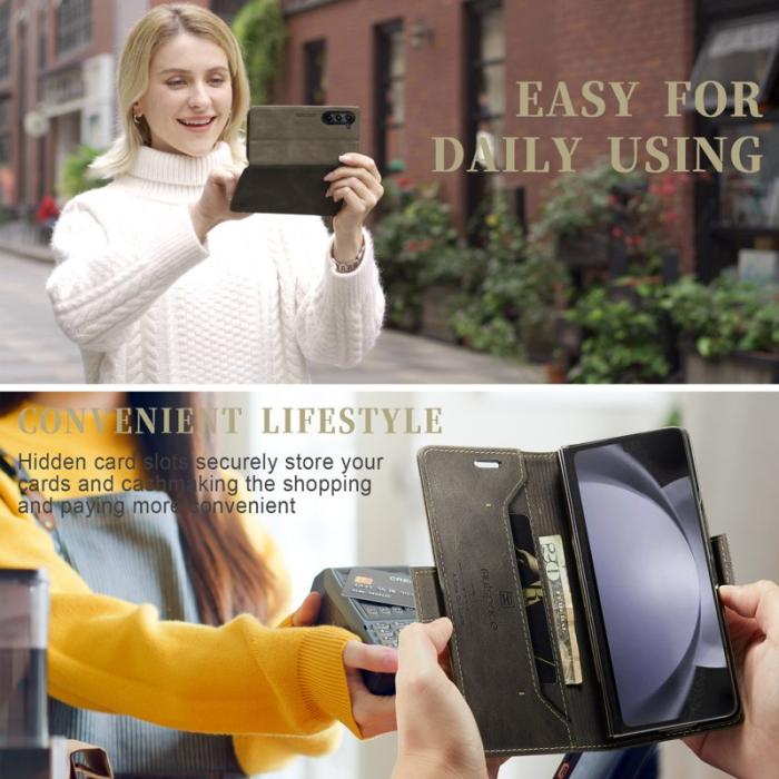 AUTSPACE - AUTSPACE Samsung Galaxy Z Fold5 Fodral Äkta läder - Kaffe