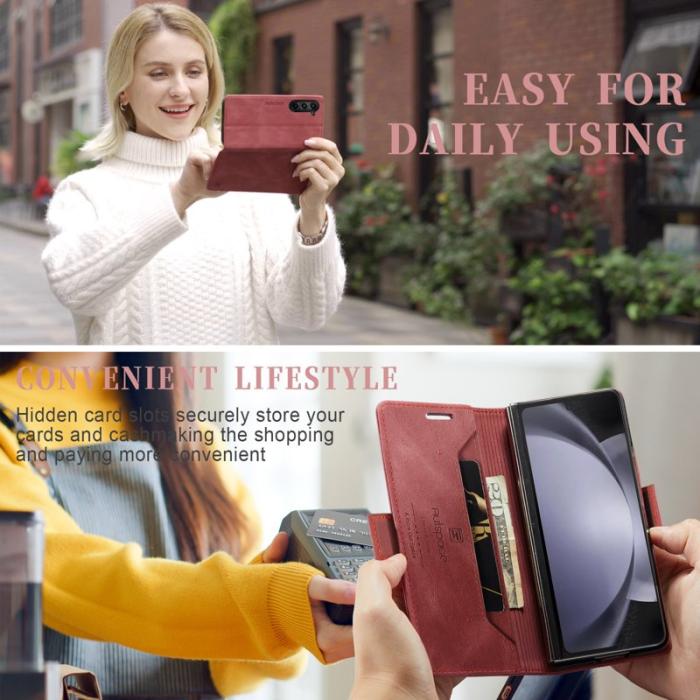 AUTSPACE - AUTSPACE Samsung Galaxy Z Fold5 Fodral Äkta läder - Röd