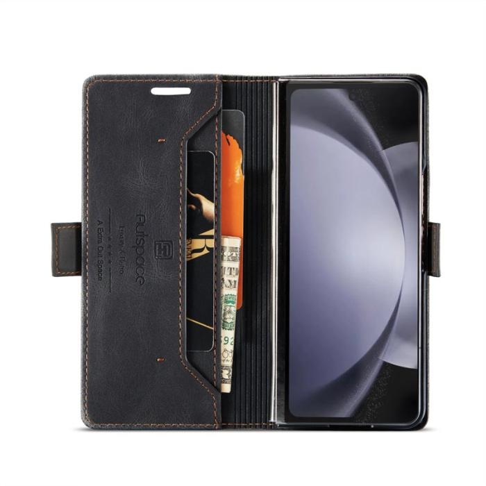 AUTSPACE - AUTSPACE Samsung Galaxy Z Fold5 Fodral Äkta läder - Svart