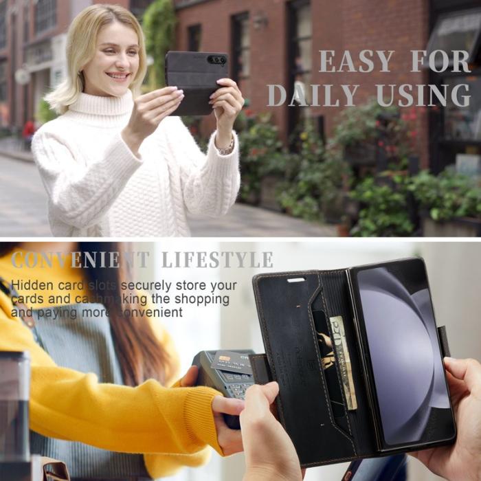 AUTSPACE - AUTSPACE Samsung Galaxy Z Fold5 Fodral Äkta läder - Svart