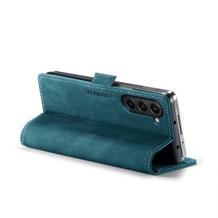 AUTSPACE - AUTSPACE Samsung Galaxy Z Fold6 5G Wallet Fodral Äkta läder - Blå