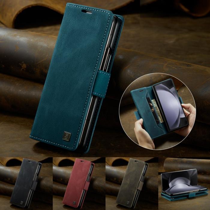 AUTSPACE - AUTSPACE Samsung Galaxy Z Fold6 5G Wallet Fodral Äkta läder - Blå