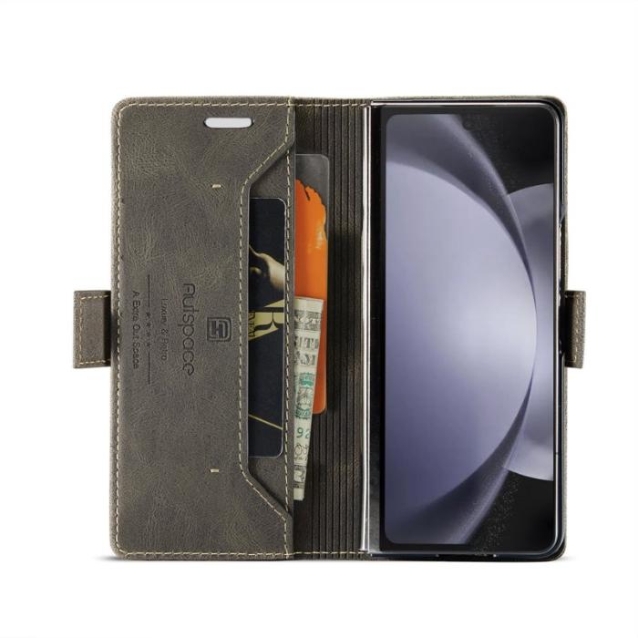 AUTSPACE - AUTSPACE Samsung Galaxy Z Fold6 5G Wallet Fodral Äkta läder - Kaffe