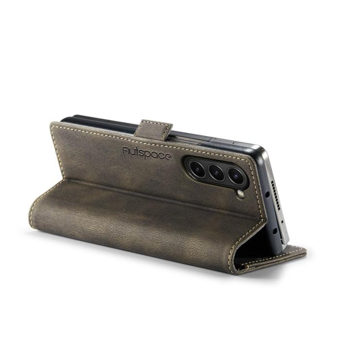 AUTSPACE - AUTSPACE Samsung Galaxy Z Fold6 5G Wallet Fodral Äkta läder - Kaffe