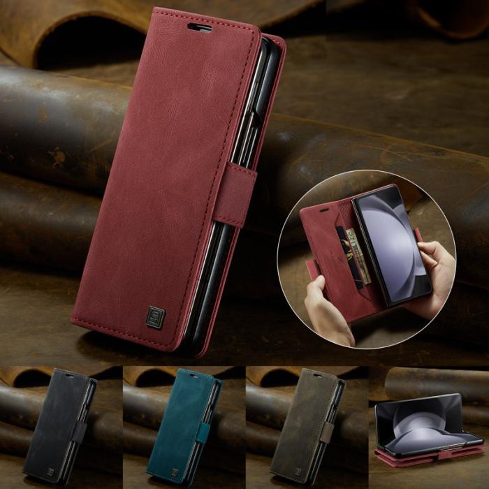 AUTSPACE - AUTSPACE Samsung Galaxy Z Fold6 5G Wallet Fodral Äkta läder - Röd